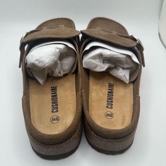 CUSHIONAIRE Women's Genuine Leather Cork Footbed Clog with +Comfort 9 WIDE BROWN - Picture 4 of 8